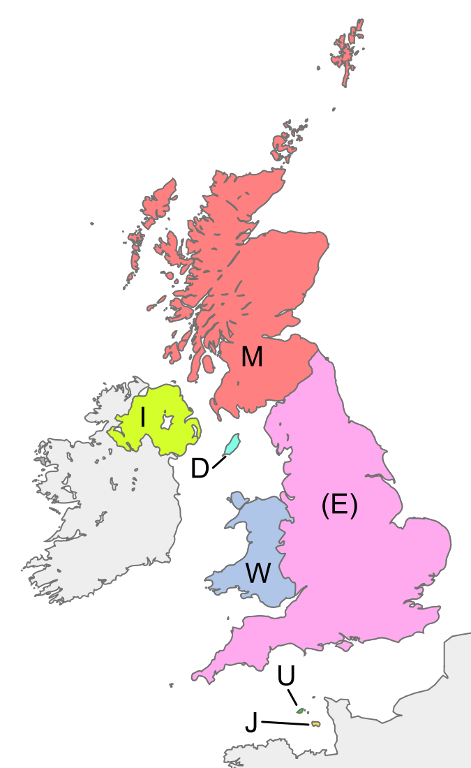 Map of UK showing Regional Secondary Locators