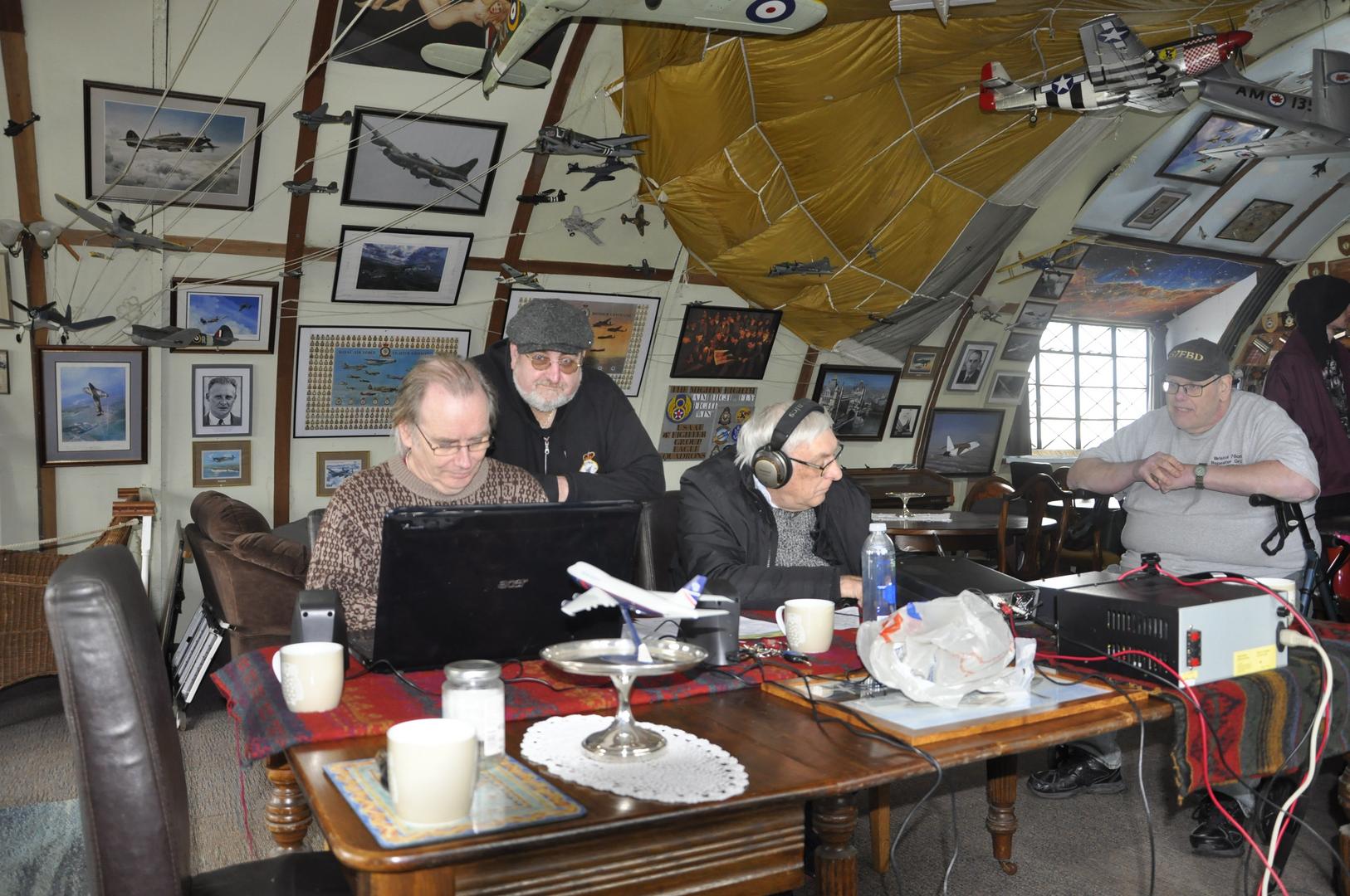 David G7BYN operating GB0WZL with Andy G7KNA logging. To the rear (left to right) is Greg 2W1BUF, Matt G7FBD and Ken M7MYU