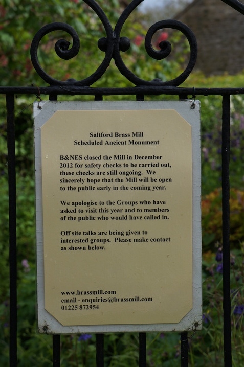 Notice at Saltford Brass Mill
