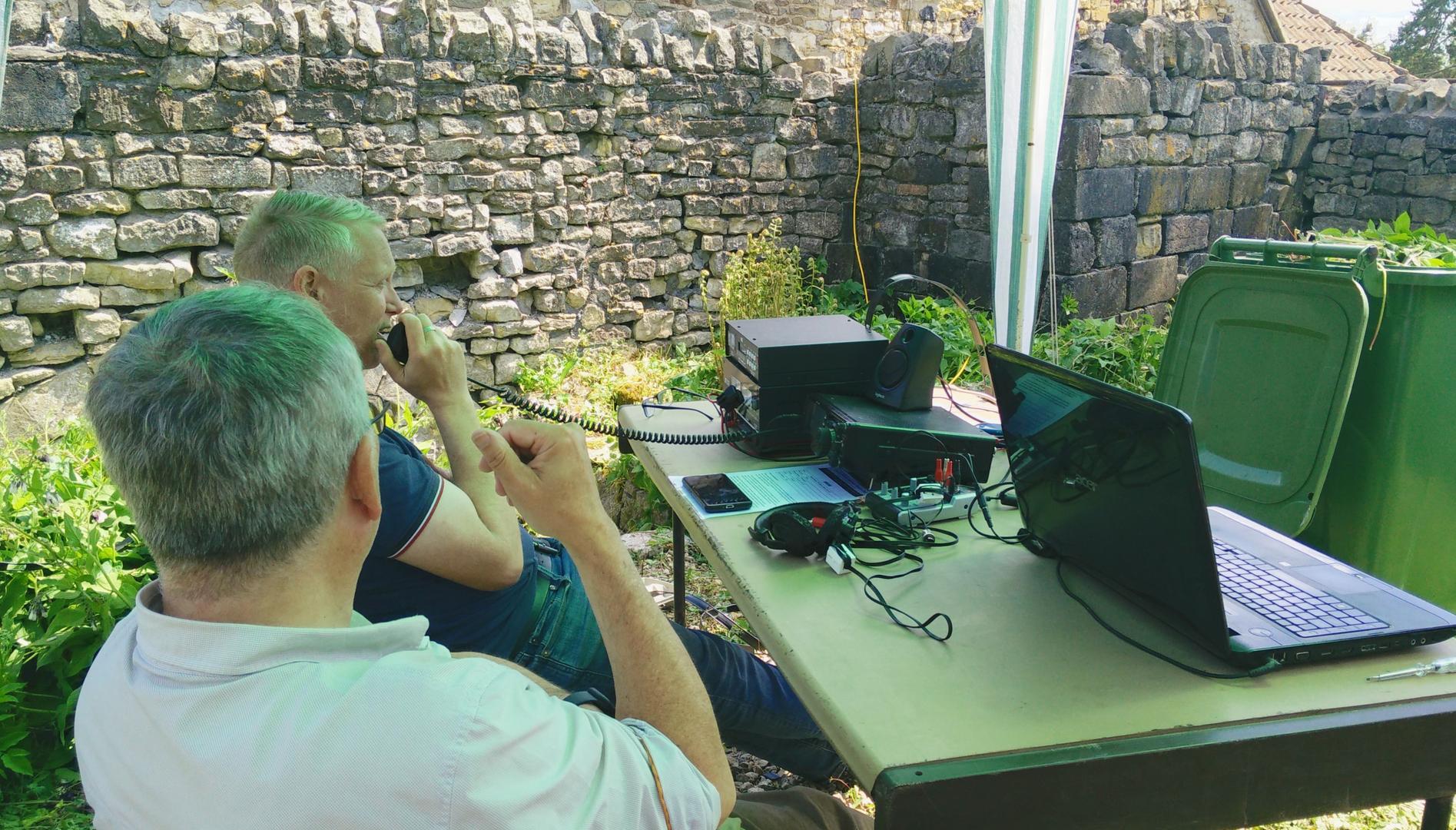 Mark M0SKV operating GB0SBM assisted by David M7DVY