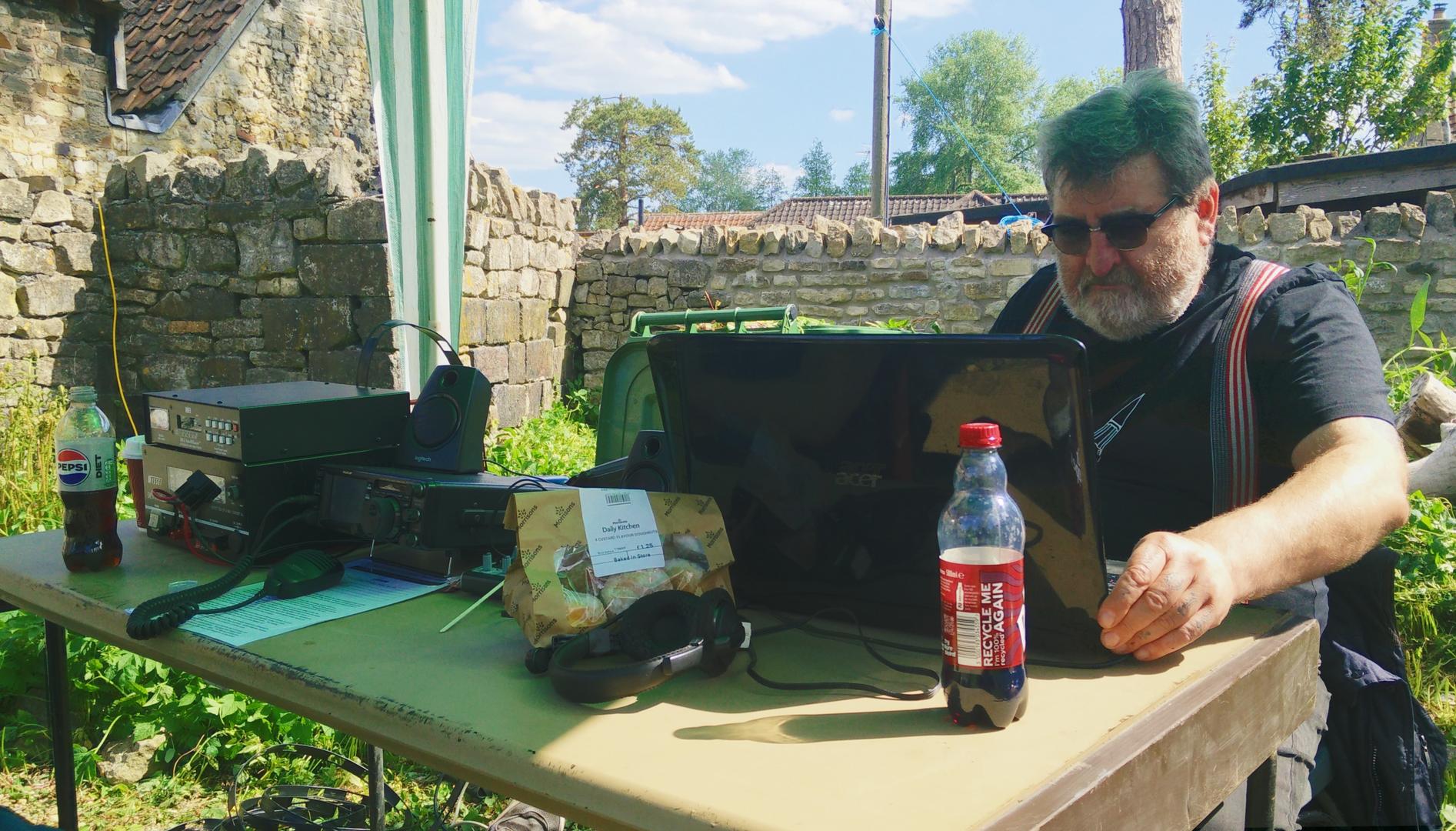 Greg 2W1BUF logging QSOs with GB0SBM