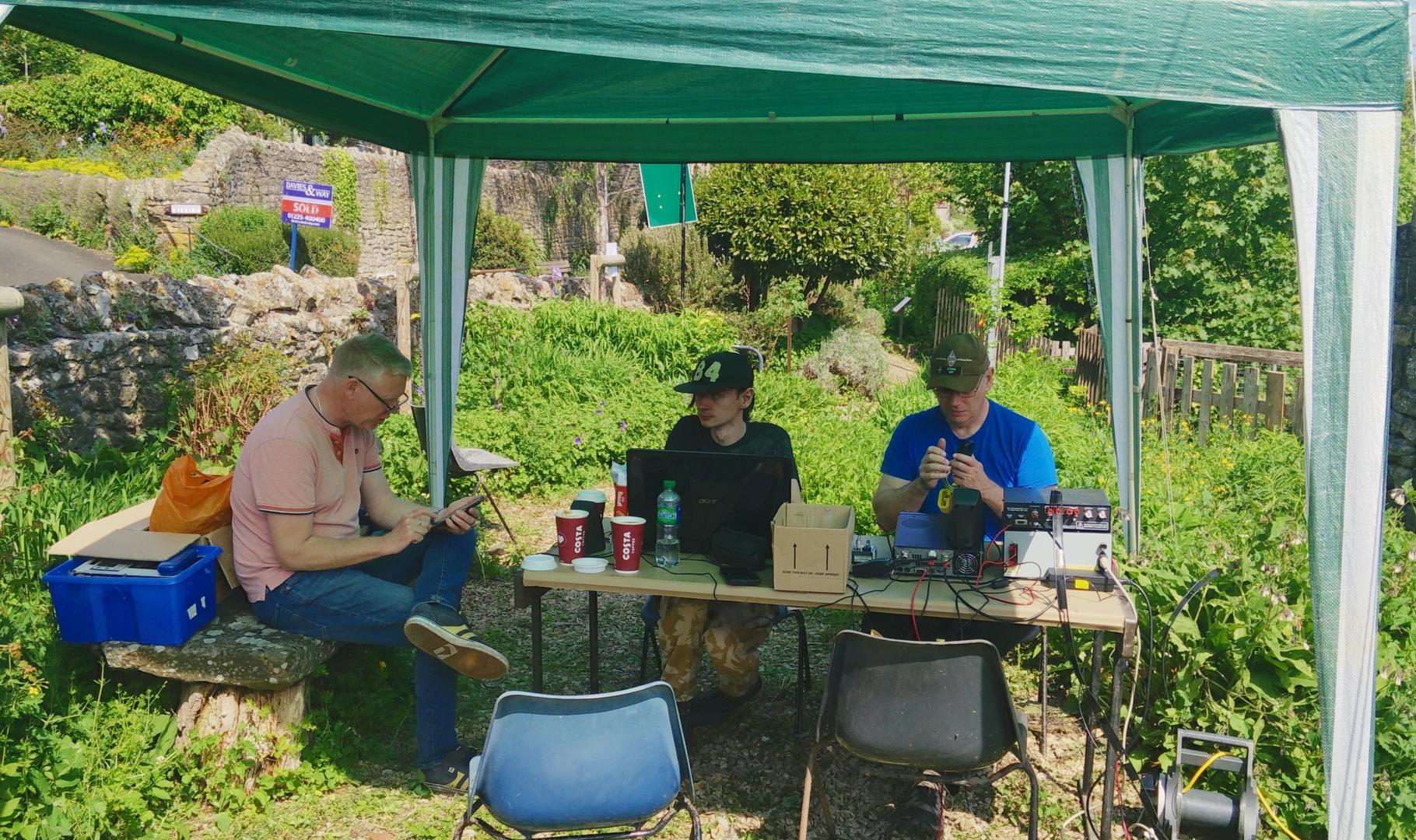 Andy G7KNA operating GB0SBM with Ken M7MYU logging and Mark M0SKV observing