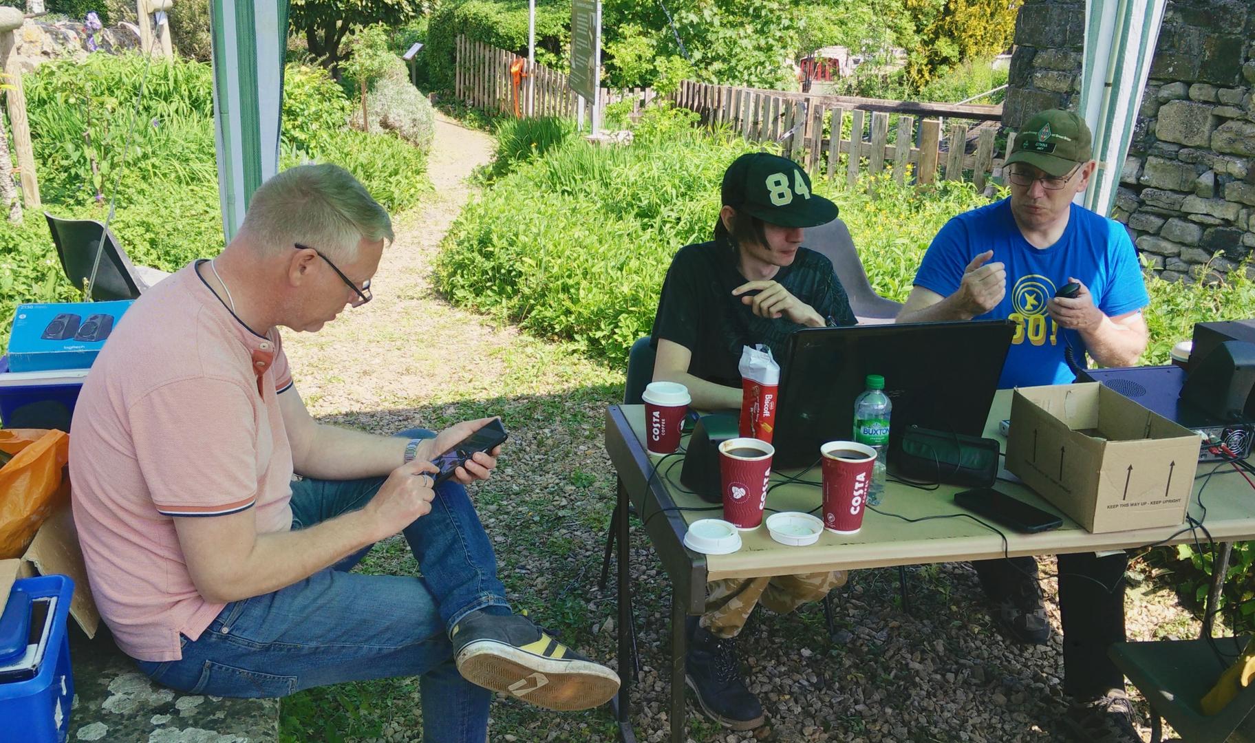 Andy G7KNA operating GB0SBM with Ken M7MYU logging and Mark M0SKV observing