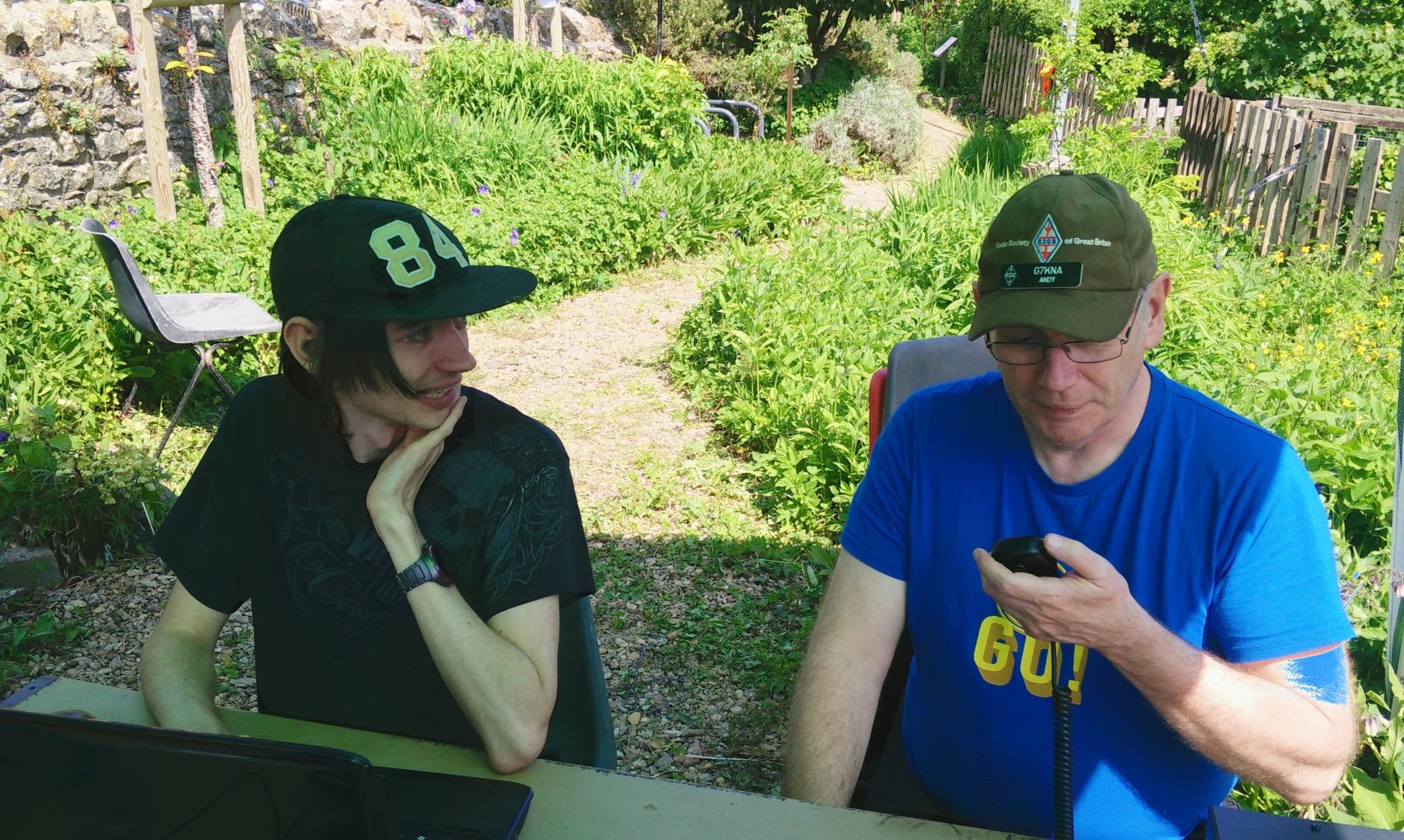 Andy G7KNA operating GB0SBM with Ken M7MYU logging