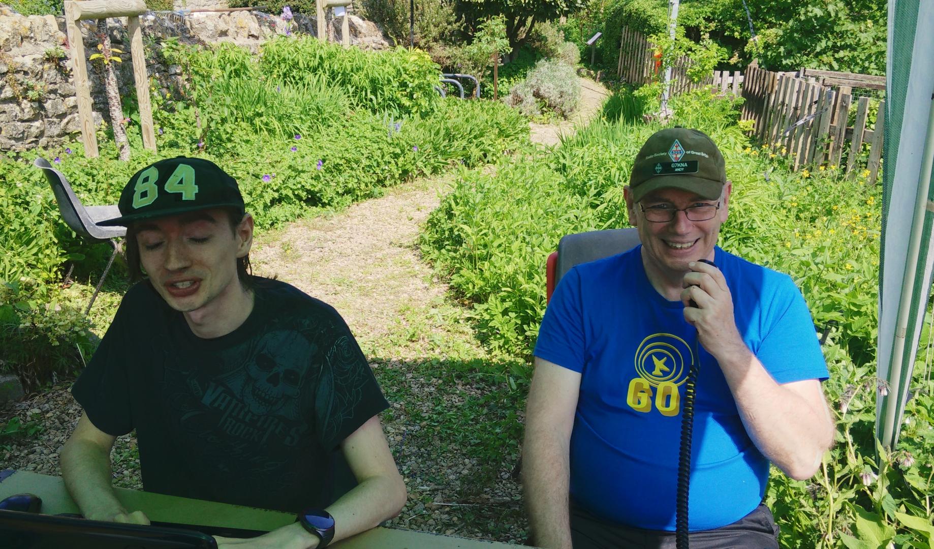 Andy G7KNA operating GB0SBM with Ken M7MYU logging