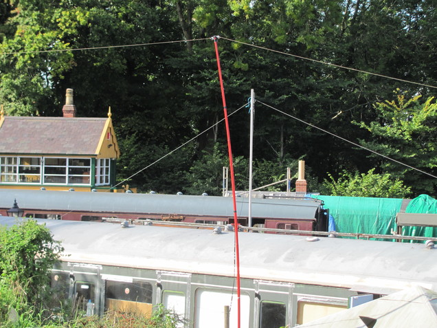Full size G5RV feedpoint in final position also showing trackside 40m dipole feedpoint