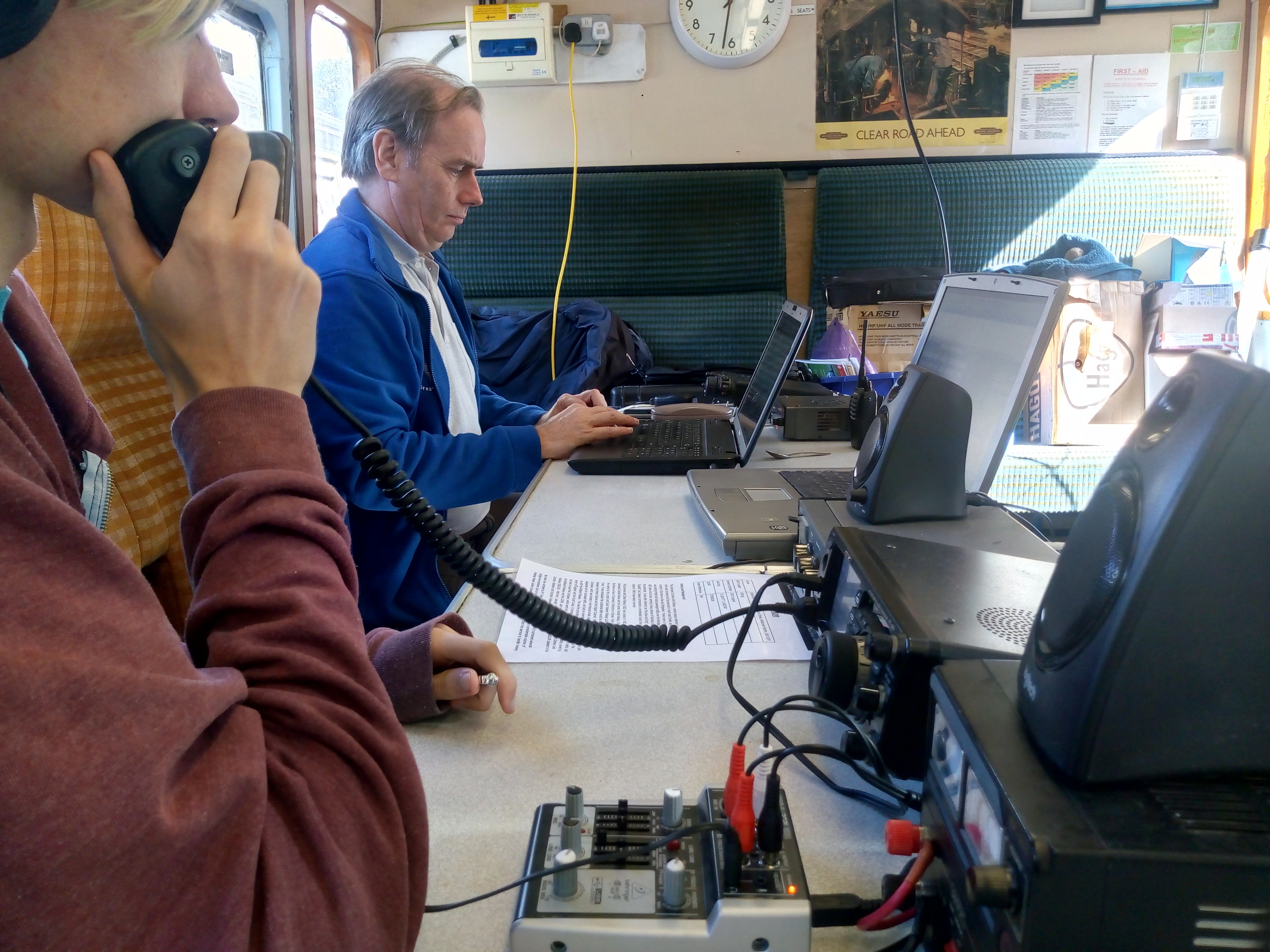 Ken (Foundation student) operating the SSB station and Andy (G7KNA) operating the data-modes station