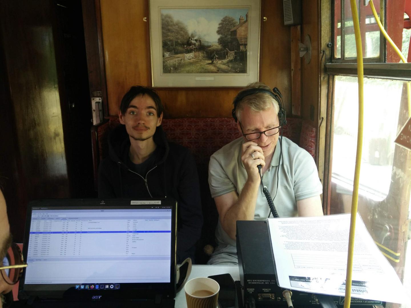 Mark M0SKV operating GB0SDR with Ken M7MYU observing