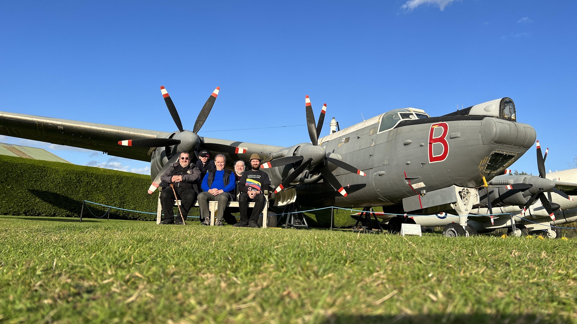 Club members in front of the Newark Air Museum Shackleton