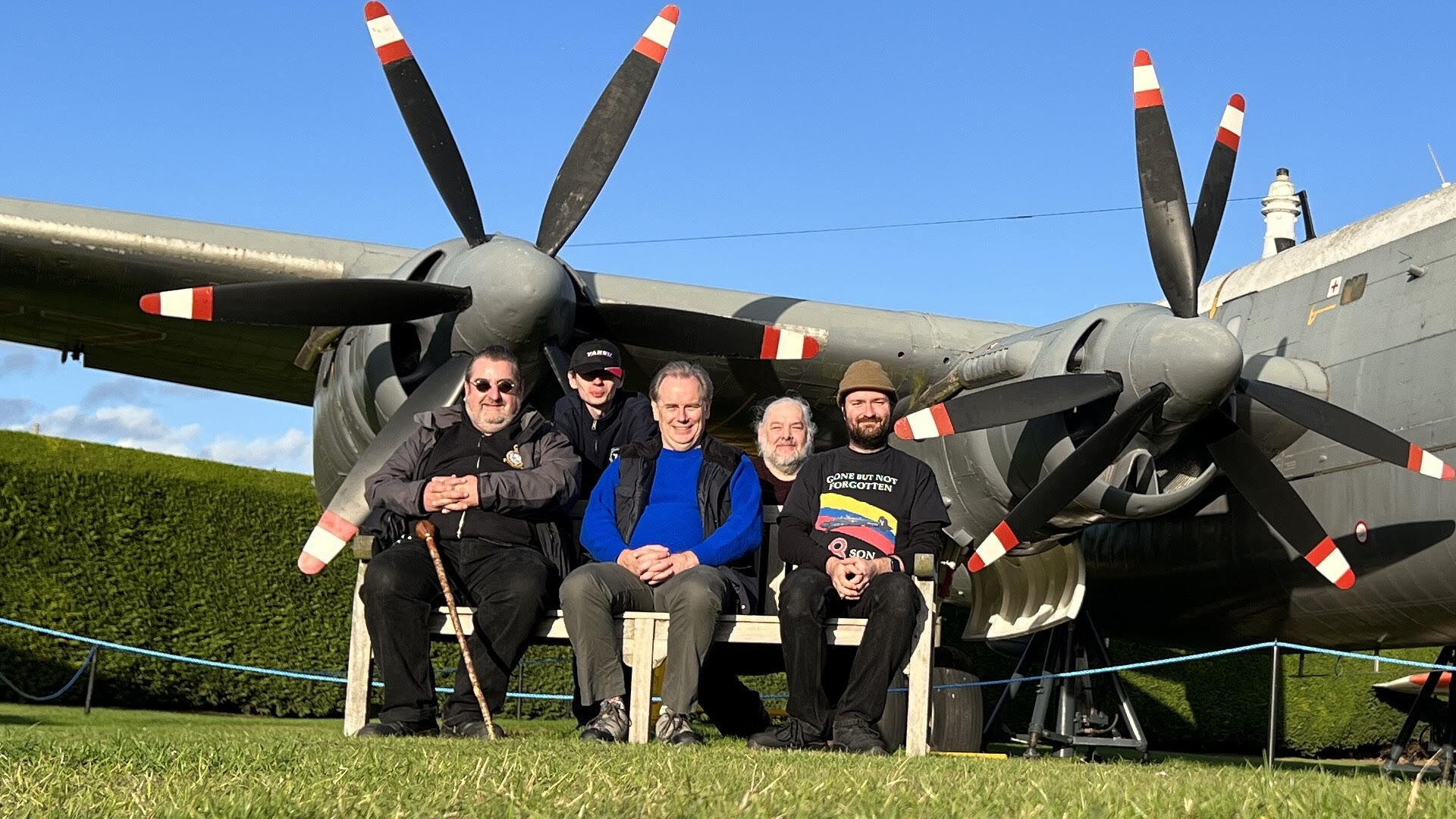 Club members in front of the Newark Air Museum Shackleton